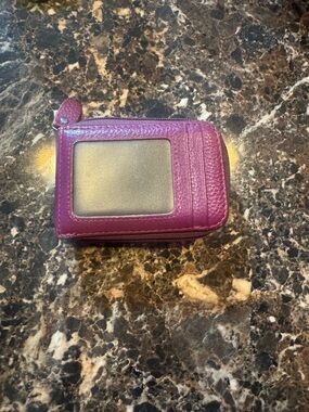 Purple Leather Card Wallet with ID Window